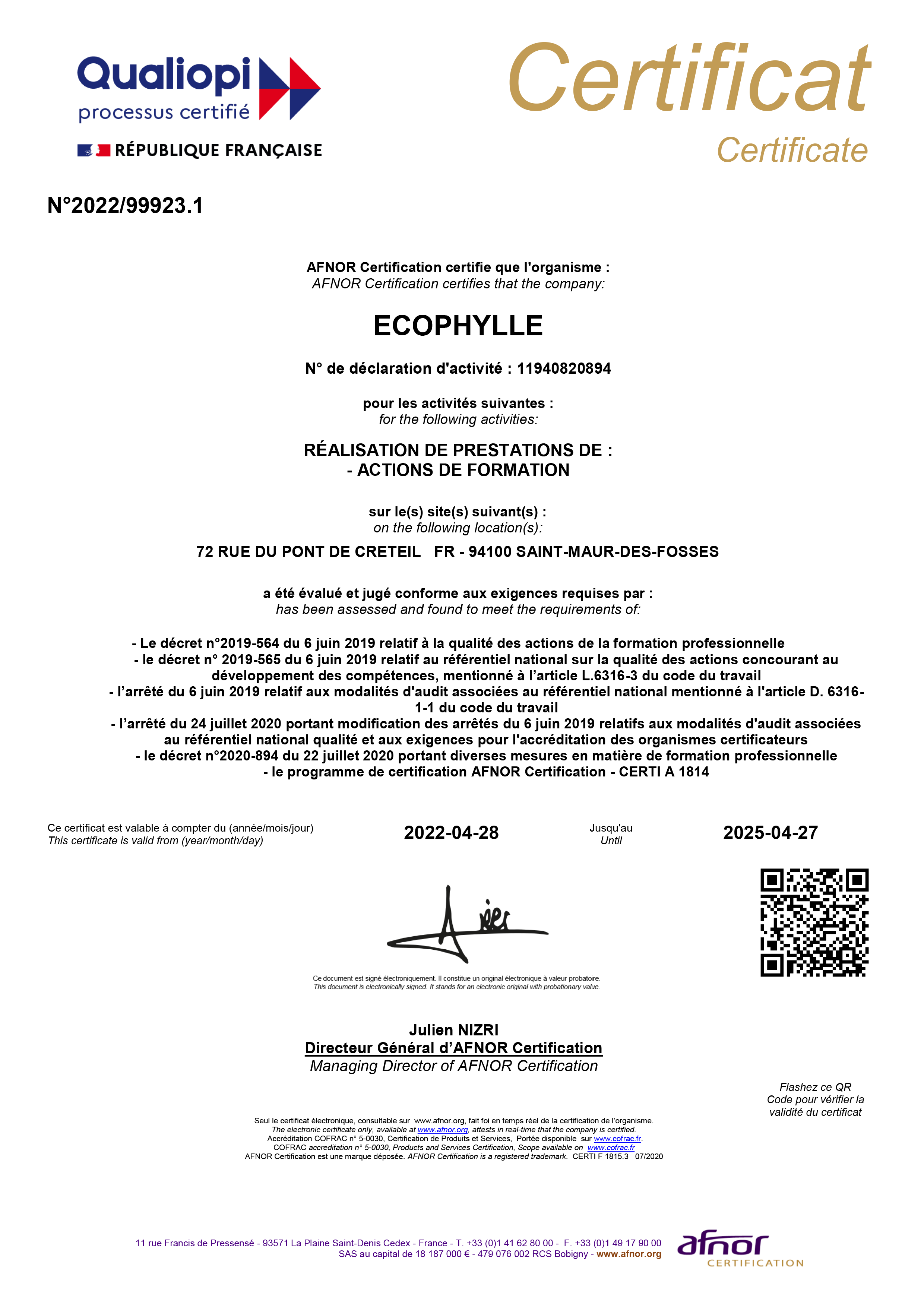 certificat ecophylle 42112691